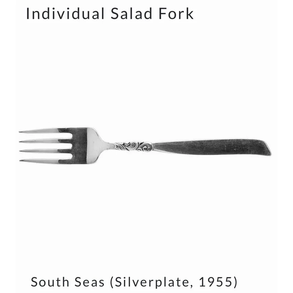 Vintage Oneida 1955 South Seas Salad Forks Silverplate‎ Flatware SET OF 7